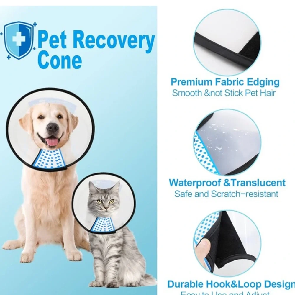 Supet Dog Cone Adj After Surgery, Comfortable Pet Recovery Collar M